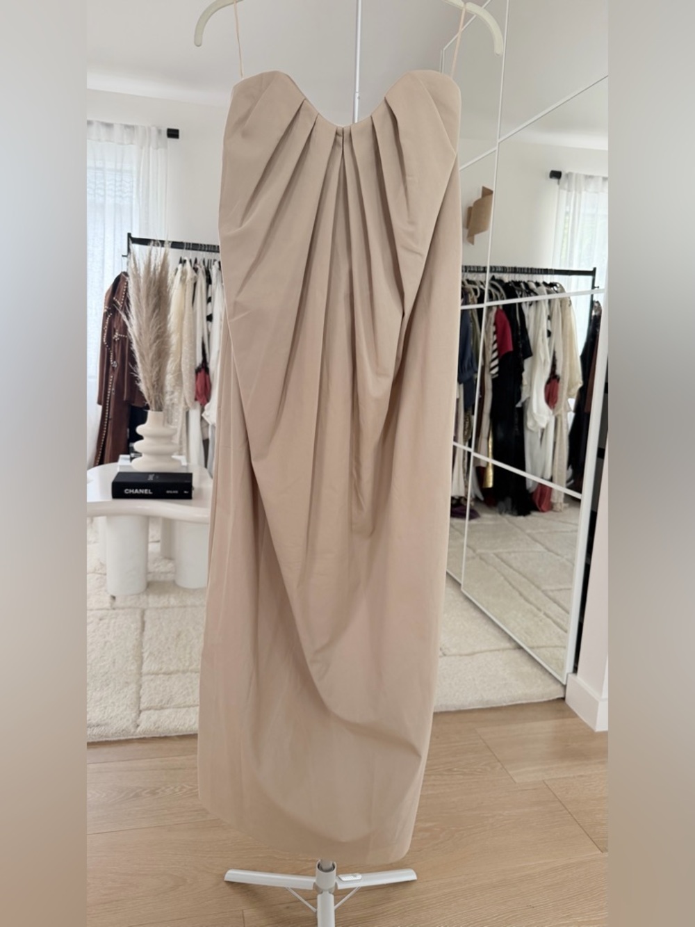 Mango Taupe Draped Maxi Dress